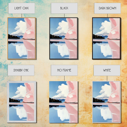 Pink Rock Reflection, Abstract Landscape, Serene Water Art, Framed Canvas Print, Modern Wall Decor, Minimalist Nature, Living Room Art