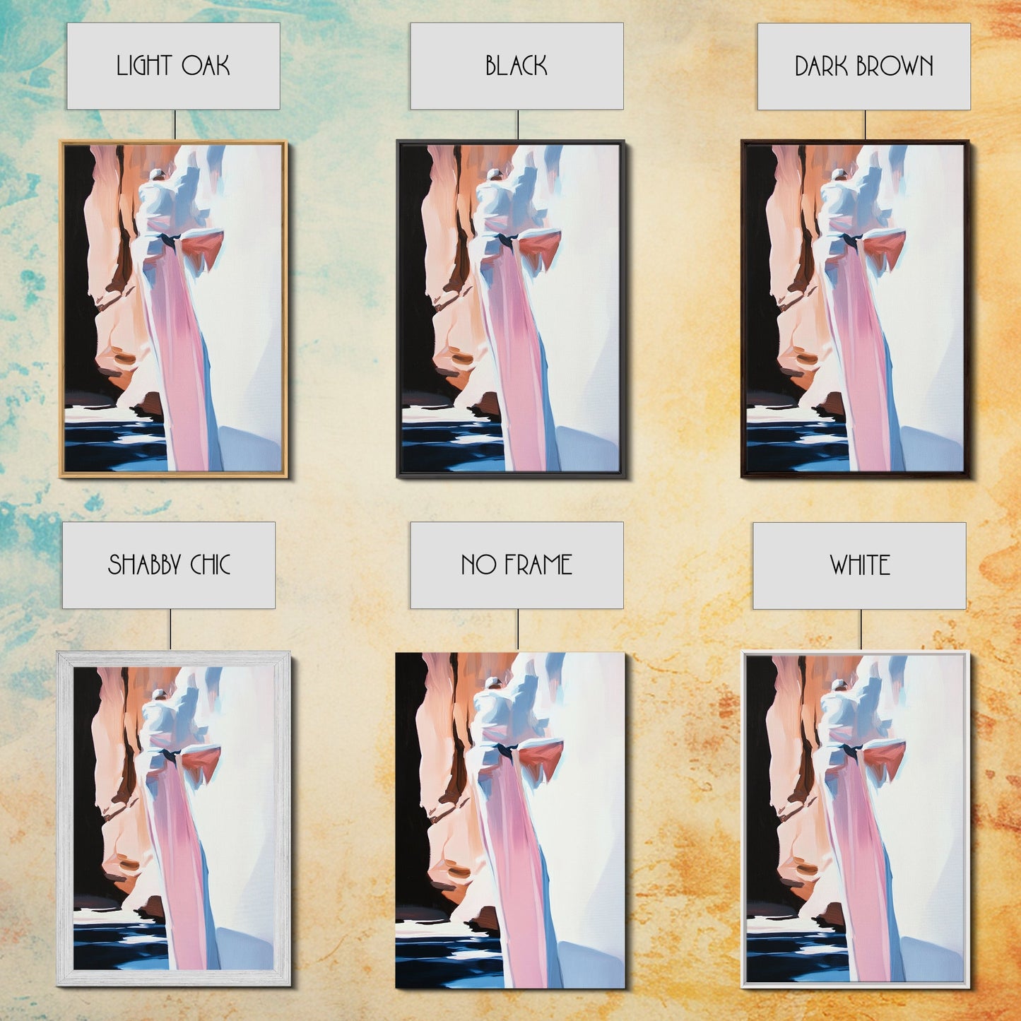 Canyon Serenity, Earthy Landscape, Nature Inspired Art, Warm Neutral Tones, Rustic Minimalist Style, Framed Canvas Print