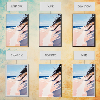 Beach Path, Coastal Art, Modern Seascape, Framed Canvas Print, Ocean Wall Art, Minimalist Beach Painting, Bedroom Wall Decor