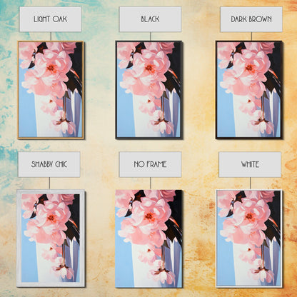 Pink Florals, Botanical Wall Art, Modern Floral Painting, Framed Canvas Print, Boho Decor, Bedroom Wall Art, Pastel Flower Artwork