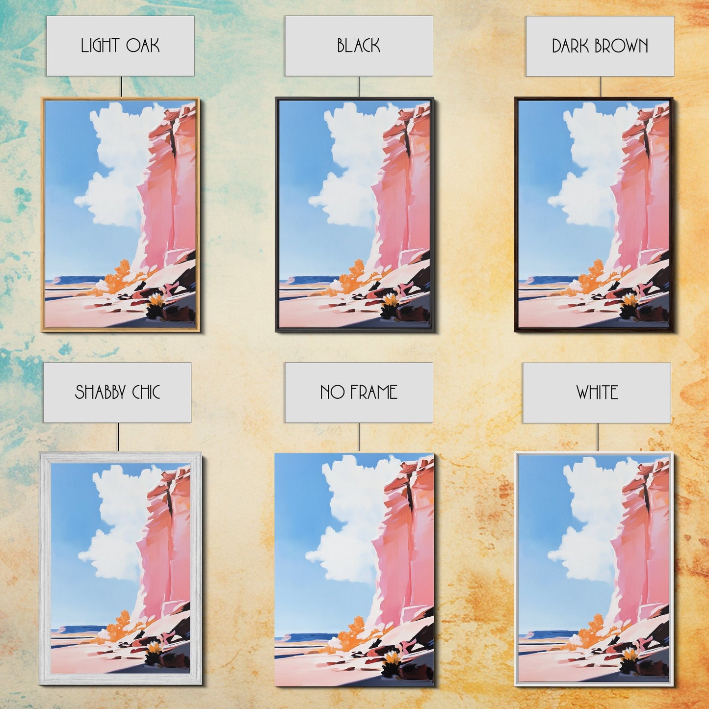 Canyon Landscape, Desert Wall Art, Warm Earth Tone Painting, Western Home Decor, Framed Canvas Print, Modern Rustic Wall Art