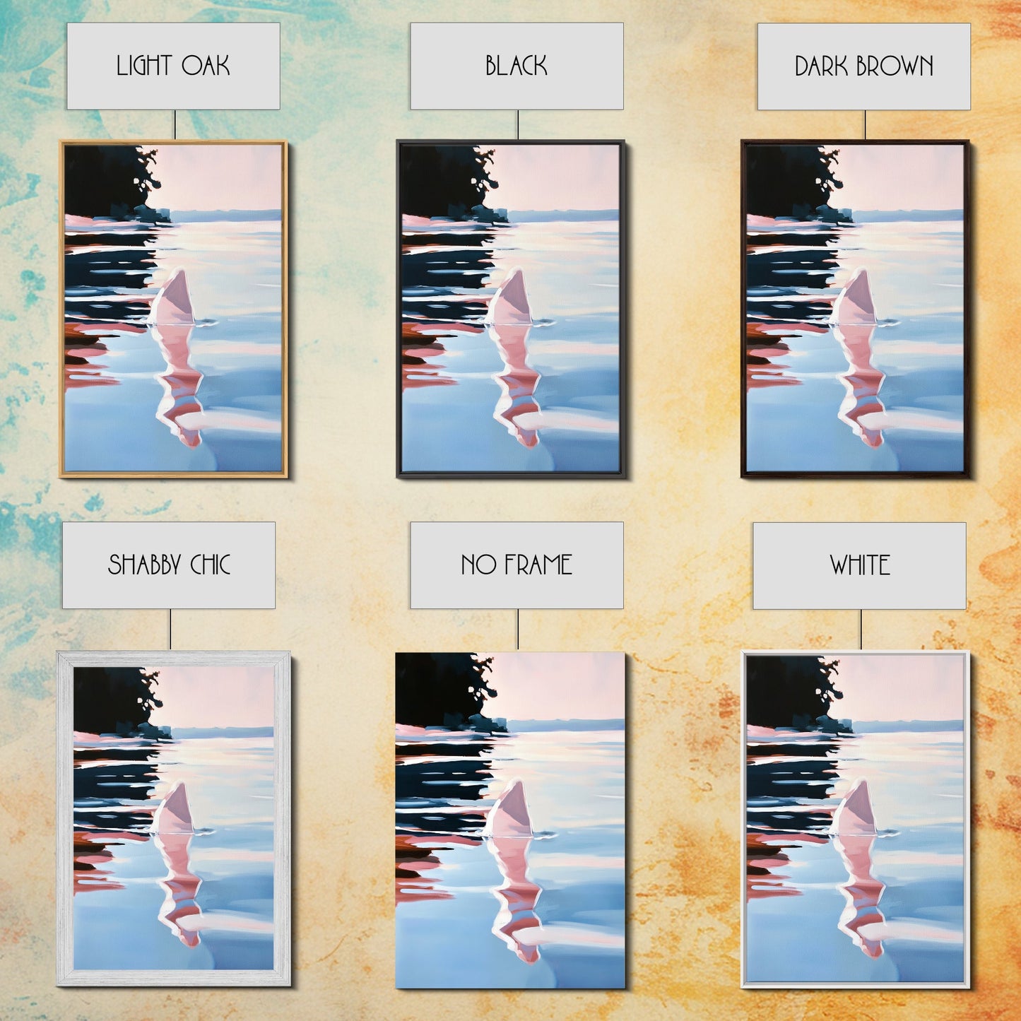 Ocean Reflection, Sunset, Water Art, Framed Canvas Print, Coastal Wall Art, Minimalist Decor, Beach House Art, Modern Seascape