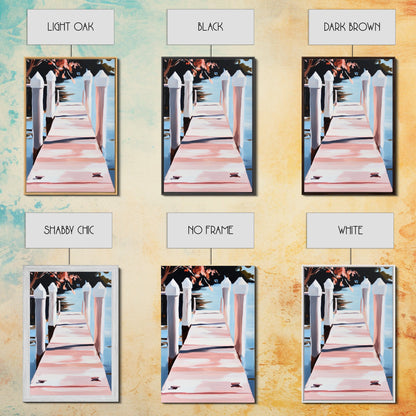 Serene Dock, Waterside Retreat, Nautical Art, Coastal Living, Summer Wall Decor, Bedroom or Office Art, Framed Canvas Print