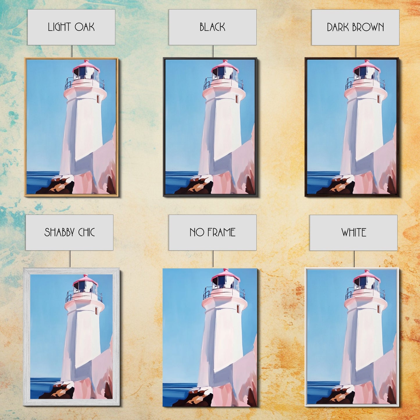 Lighthouse View, Nautical Wall Art, Beach House Decor, Ocean Scene Painting, Coastal Style, Framed Canvas Print, Bathroom Wall Art