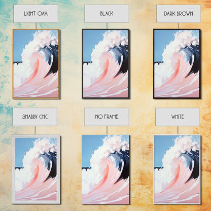 Ocean Wave Painting, Abstract Seascape Art, Modern Coastal Print, Pastel Watercolor Style, Framed Canvas Print, Beach House Wall Art