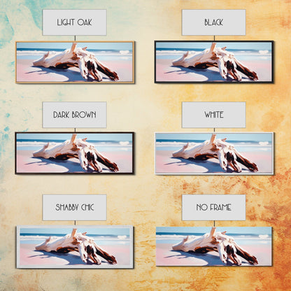 Driftwood, Ocean Waves, Canvas Print, Coastal Wall Art, Beach House Decor, Minimalist Seascape, Natural Tones, Boho Home Aesthetic