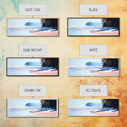 Misty Shoreline, Coastal Landscape Art, Minimalist Seascape, Ocean View, Framed Canvas Print, Modern Home Decor, Living Room Art