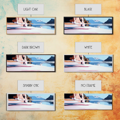 Lake Reflection, Serene Nature, Framed Canvas Print, Minimalist Wall Art, Living Room Decor, Blue Tones, Tranquil Home Aesthetic