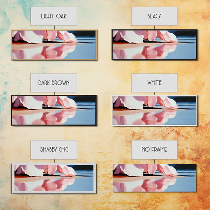 Flowing Pink Fabric, Water Reflection, Feminine Aesthetic, Framed Canvas Print, Romantic Wall Art, Soft Color Palette, Elegant Home Decor