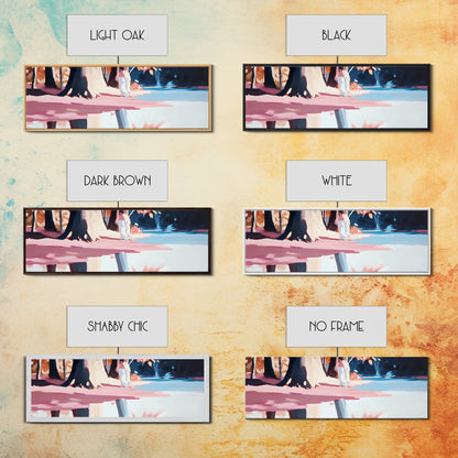 Woman, Flowing Dress, Forest Reflection, Framed Canvas Print, Feminine Wall Art, Dreamy Home Decor, Nature Inspired, Romantic Aesthetic