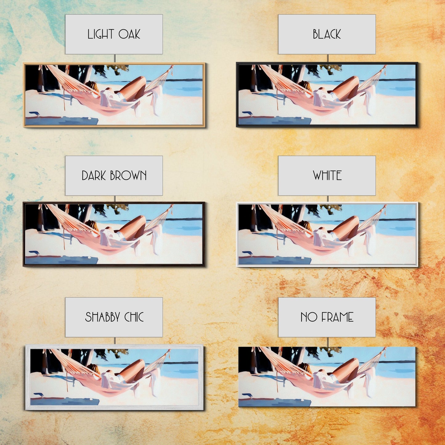 Hammock Rest, Relaxation, Coastal, Framed Canvas Print, Beach House Decor, Summer Vibes, Minimalist Art, Bedroom Wall Art, Boho Aesthetic