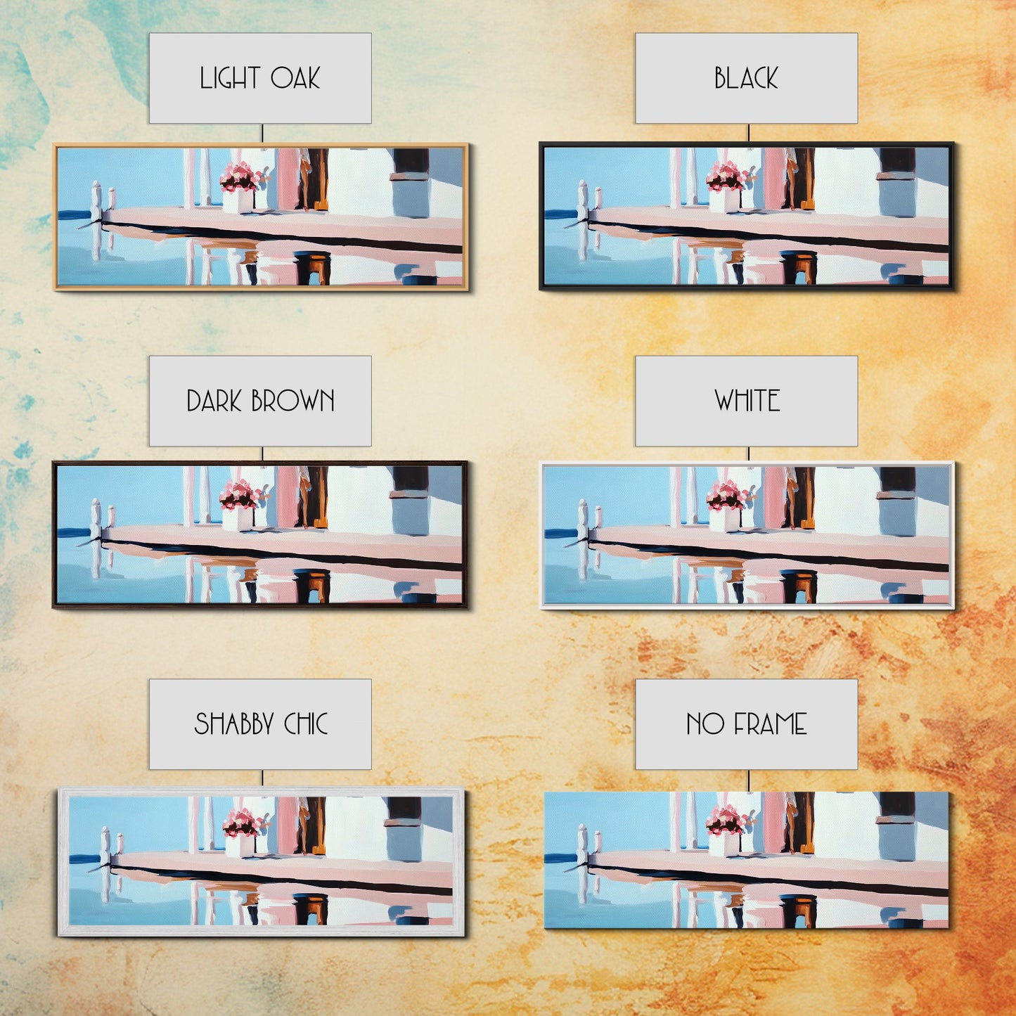 Poolside Reflection, Elegant Patio, Coastal Artwork, Framed Canvas Print, Summer Aesthetic, Modern Living Room Decor, Soft Blues