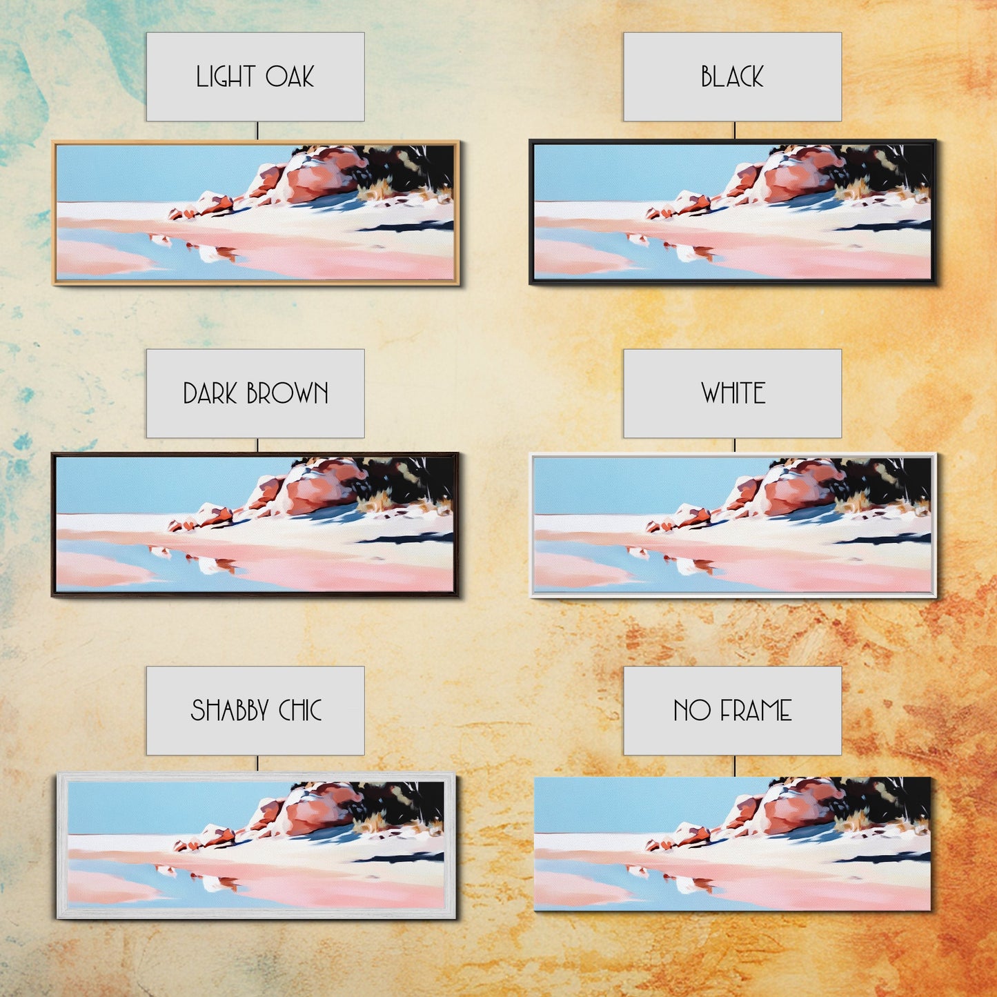 Pink Sands, Beach Art, Coastal Print, Framed Canvas Print, Ocean Wall Art, Soft Pastel Landscape, Minimalist Beach Decor, Living Room Art