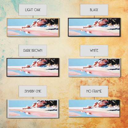 Pink Sands, Beach Art, Coastal Print, Framed Canvas Print, Ocean Wall Art, Soft Pastel Landscape, Minimalist Beach Decor, Living Room Art