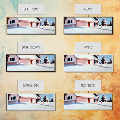 Snow Cabin, Winter Scene, Cozy Christmas Art, Framed Canvas Print, Rustic Home Decor, Holiday Wall Art, Winter Art, Mountain Retreat