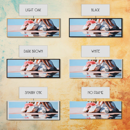 Beach Blossom Scene, Floral Coastal Art, Pastel Summer Vibes, Nature Wall Decor, Soft Aesthetic, Canvas Print, Bedroom Wall Art