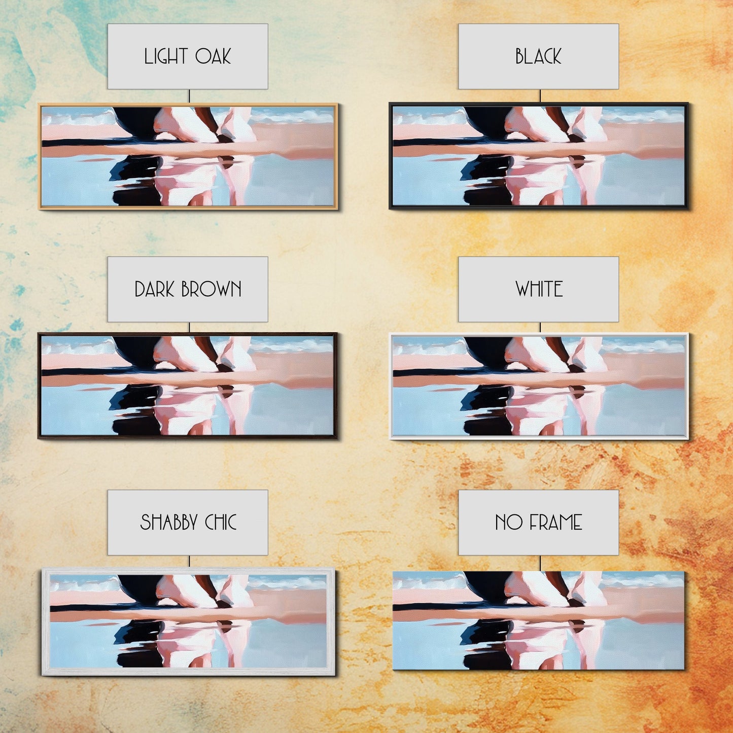 Sunset Reflection, Beach Art, Ocean Painting, Framed Canvas Print, Coastal Wall Art, Living Room Decor, Modern Minimalist Home Style