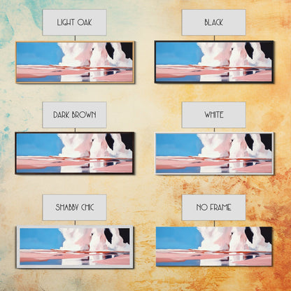 Ocean Reflection, Pink Waves, Abstract Seascape, Modern Coastal Art, Minimalist Decor, Framed Canvas Print, Living Room Wall Art