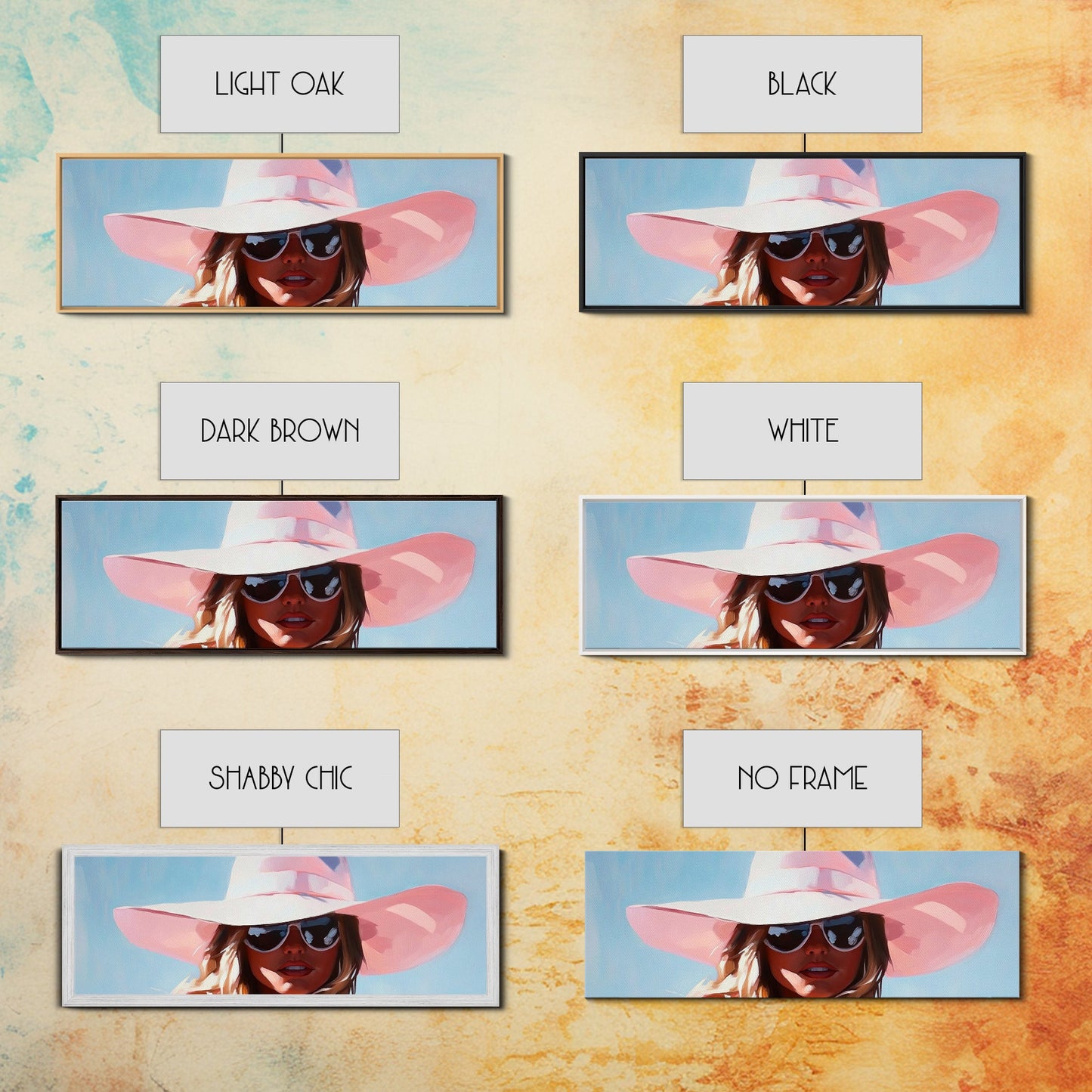 Sun Hat, Fashion Art, Glamorous Woman, Feminine Painting, Summer Aesthetic, Modern Chic, Bedroom Wall Decor, Framed Canvas Print