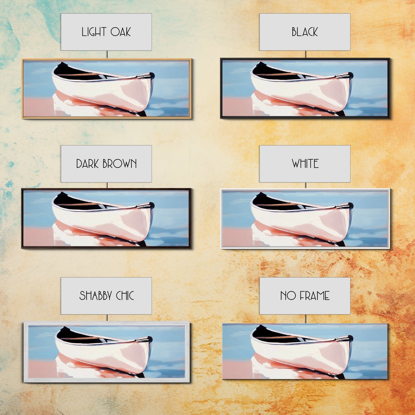 Reflection Boat, Calm Lake Art, Nautical Wall Decor, Framed Canvas Print, Coastal Serenity Art, Pastel Landscape, Living Room Wall Art