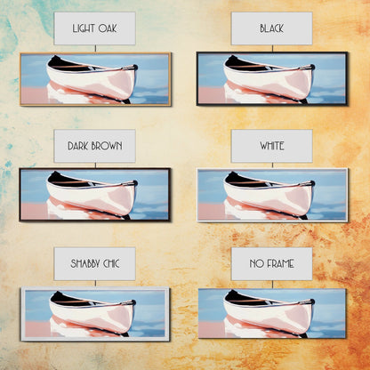 Reflection Boat, Calm Lake Art, Nautical Wall Decor, Framed Canvas Print, Coastal Serenity Art, Pastel Landscape, Living Room Wall Art