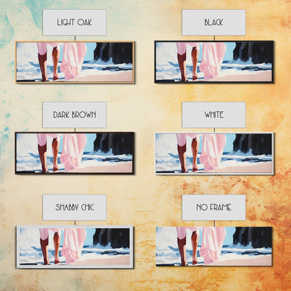 Ocean Waves, Feminine Beach Art, Coastal Minimalist Decor, Framed Canvas Print, Soft Pastel Seaside Art, Nautical Living Room Wall Art