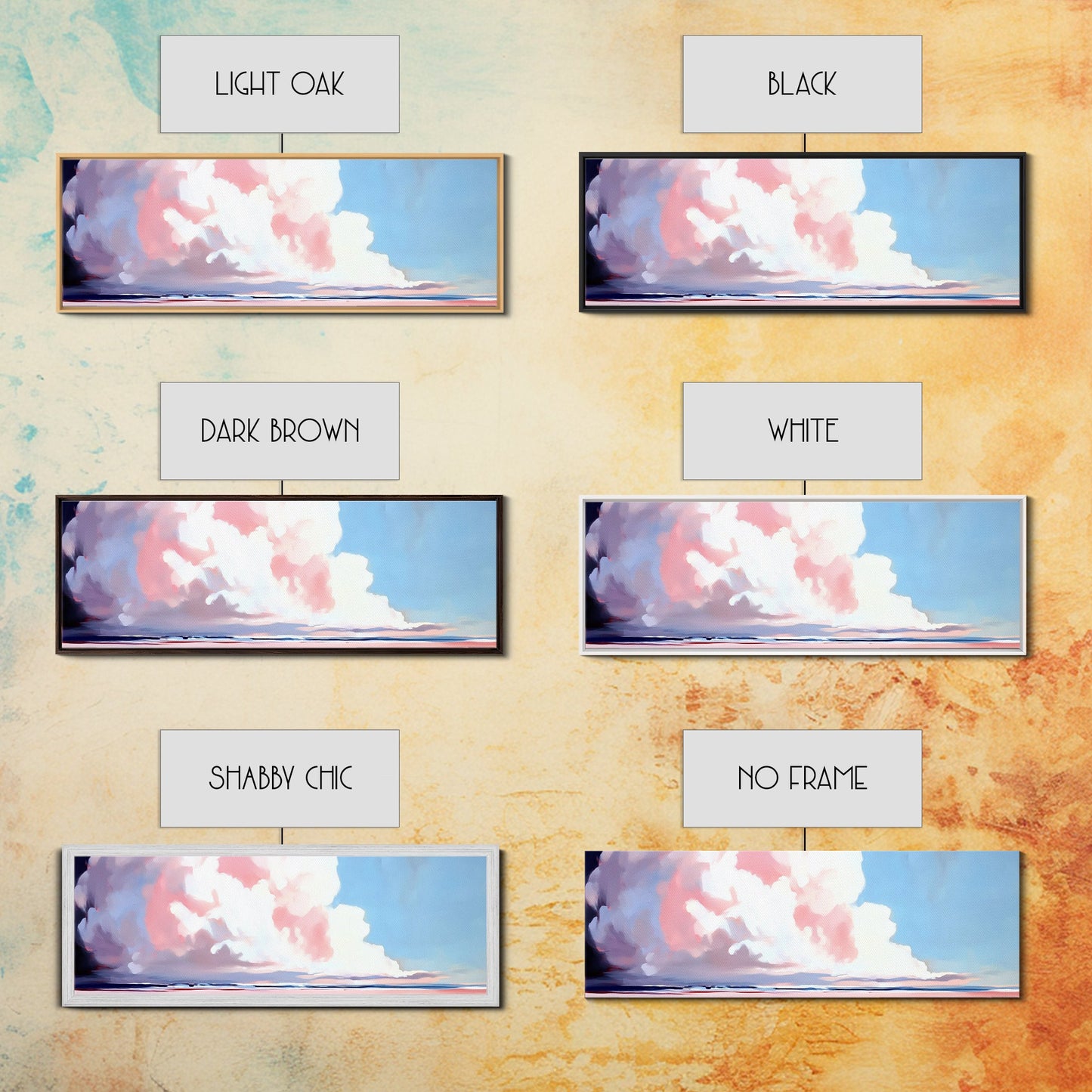 Soft Clouds, Ocean Horizon, Dreamy Seascape, Modern Beach Art, Framed Canvas Print, Coastal Minimalist, Living Room Wall Art