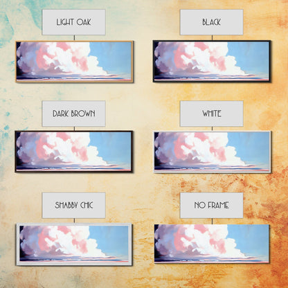 Soft Clouds, Ocean Horizon, Dreamy Seascape, Modern Beach Art, Framed Canvas Print, Coastal Minimalist, Living Room Wall Art