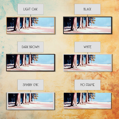 Tranquil Forest, Coastal Landscape, Minimalist Wall Art, Framed Canvas Print, Nature Decor, Beach House Wall Art, Boho Aesthetic