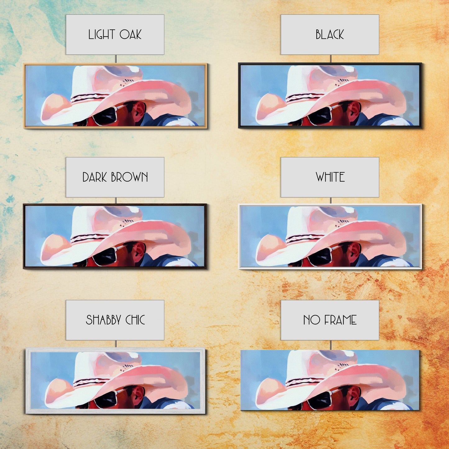 Cowboy Portrait, Western Aesthetic, Rustic Country Art, Canvas Print, Southern Style, Vintage Americana, Man Cave Wall Art