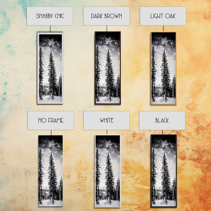 Black White Pine, Winter Forest, Nature Wall Art, Christmas Decor, Modern Minimalist, Monochrome Print, Framed Canvas Print