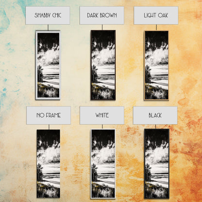 Coastal Serenity, Black White Landscape, Ocean Horizon Art, Minimalist Beach Scene, Modern Home Decor, Framed Canvas Print