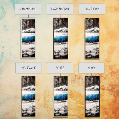 Mountain Reflection, Blue Lake Art, Nature Canvas Print, Black White Wall Art, Landscape Painting, Large Artwork, Minimalist Decor