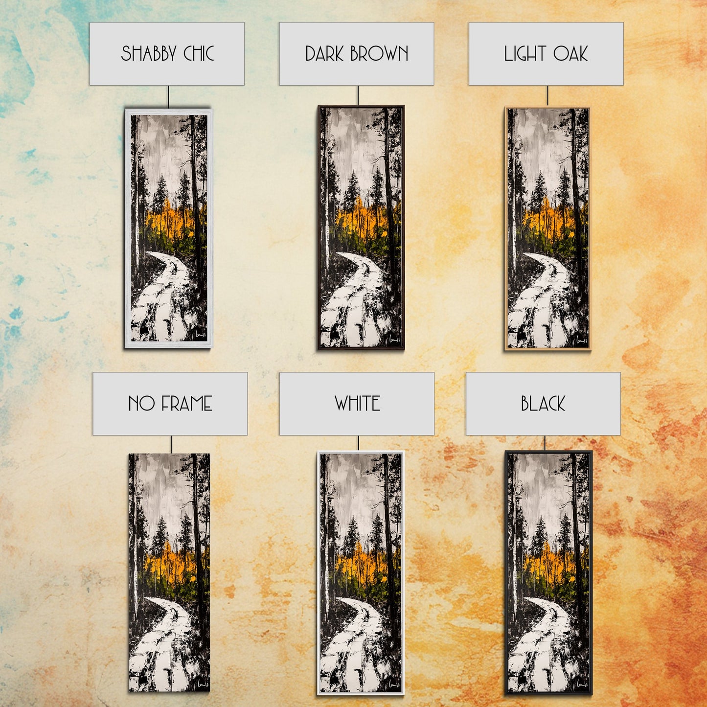 Autumn Forest Path, Fall Landscape Art, Woodland Painting, Nature Wall Art, Rustic Decor, Modern Wall Print, Framed Canvas Print