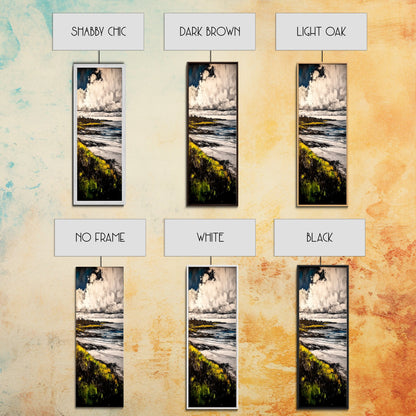 Coastal Landscape, Golden Grass, Cliffside View, Framed Canvas Print, Nature Wall Art, Ocean Inspired Decor, Rustic Home Art