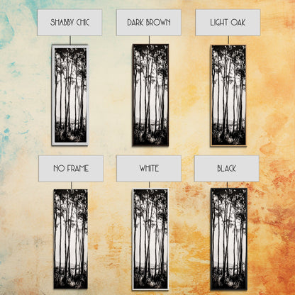 Tall Trees, Monochrome Forest, Tranquil Landscape, Framed Canvas Print, Nature Wall Art, Rustic Cabin Decor, Modern Minimalist Art