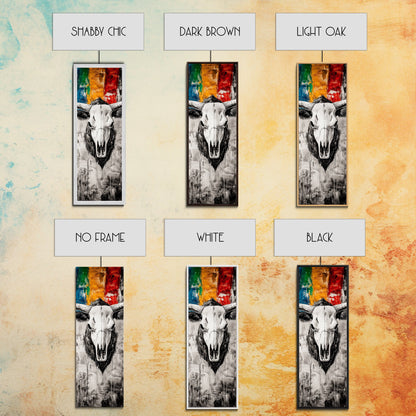 Skull, Western, Rustic, Canvas Print, Cowboy Wall Art, Southwestern Decor, Bold Statement Art, Boho Farmhouse, Eclectic Home Decor