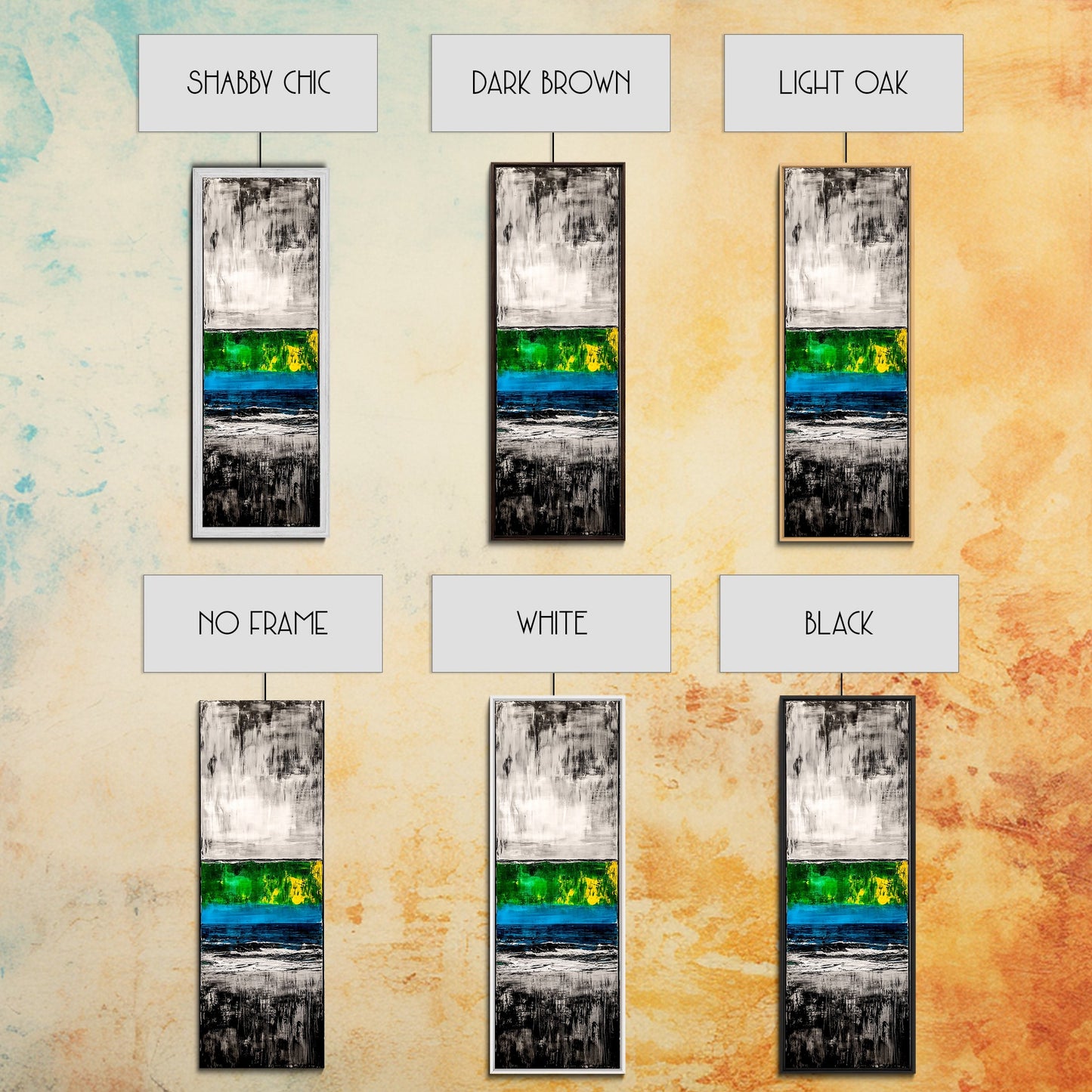 Abstract Landscape, Green and Blue, Modern Minimalist, Framed Canvas Print, Contemporary Wall Art, Office Decor, Living Room Artwork