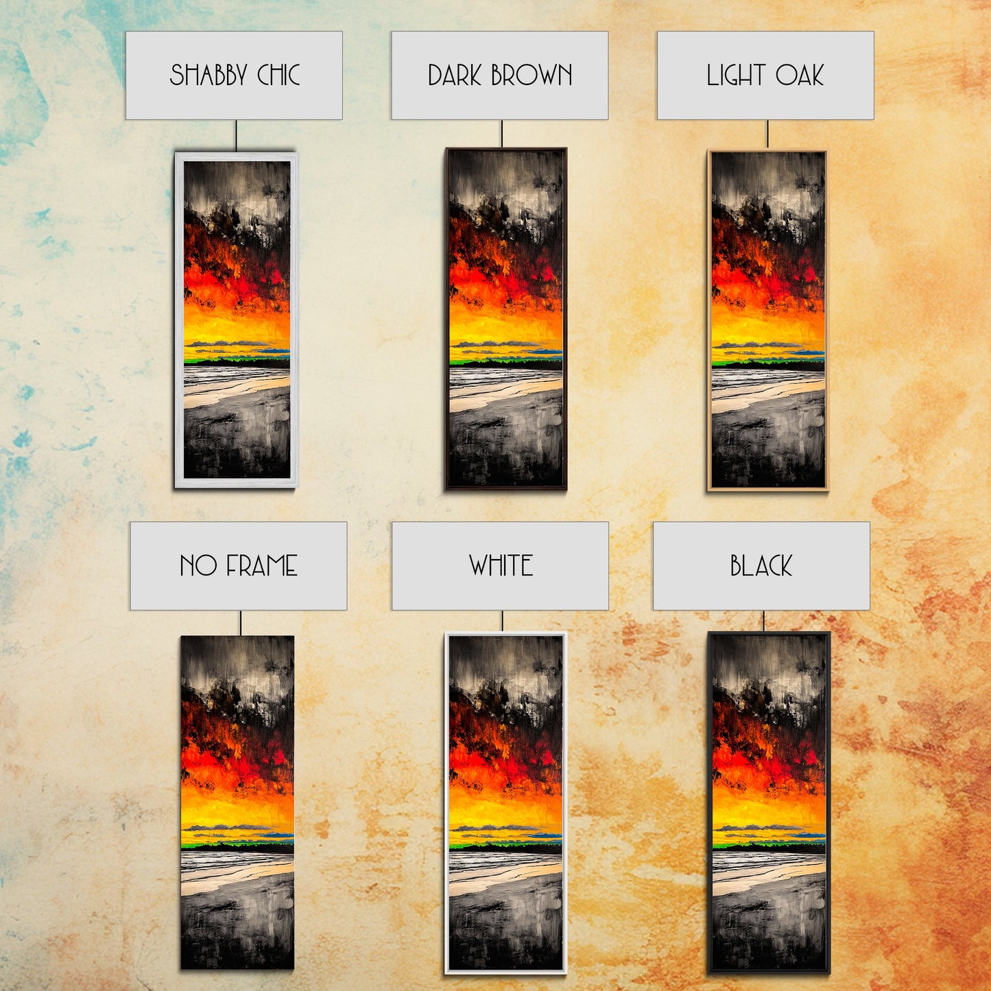 Fire Sky, Dramatic Sunset, Abstract Seascape, Framed Canvas Print, Bold Wall Art, Vibrant Home Decor, Statement Piece