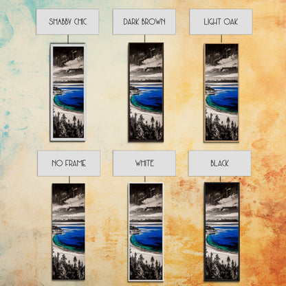 Lake View, Mountain Reflection, Black and White Art, Framed Canvas Print, Cabin Decor, Nature Inspired, Peaceful Wall Art