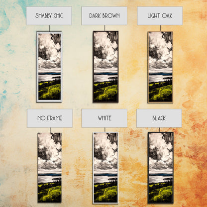 Moody Lake View, Dramatic Sky Painting, Modern Landscape Art, Framed Canvas Print, Living Room Wall Decor, Nature Inspired, Office Artwork