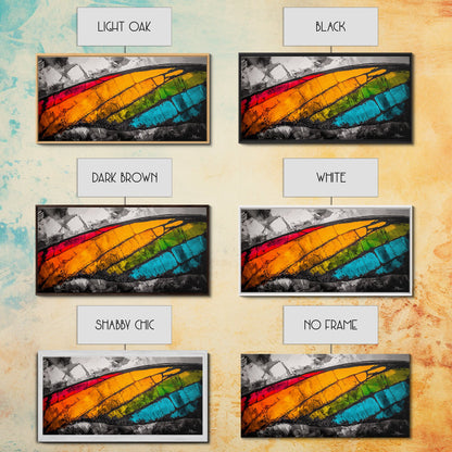 Butterfly Wing, Vibrant Abstract, Colorful Texture, Modern Wall Art, Nature Inspired, Framed Canvas Print, Office Decor, Bold Statement Art