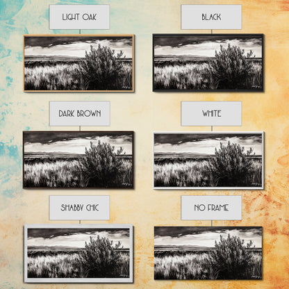 Black and White Landscape, Minimalist Canvas Print, Nature Wall Art, Rustic Country Scene, Neutral Home Decor, Living Room Art