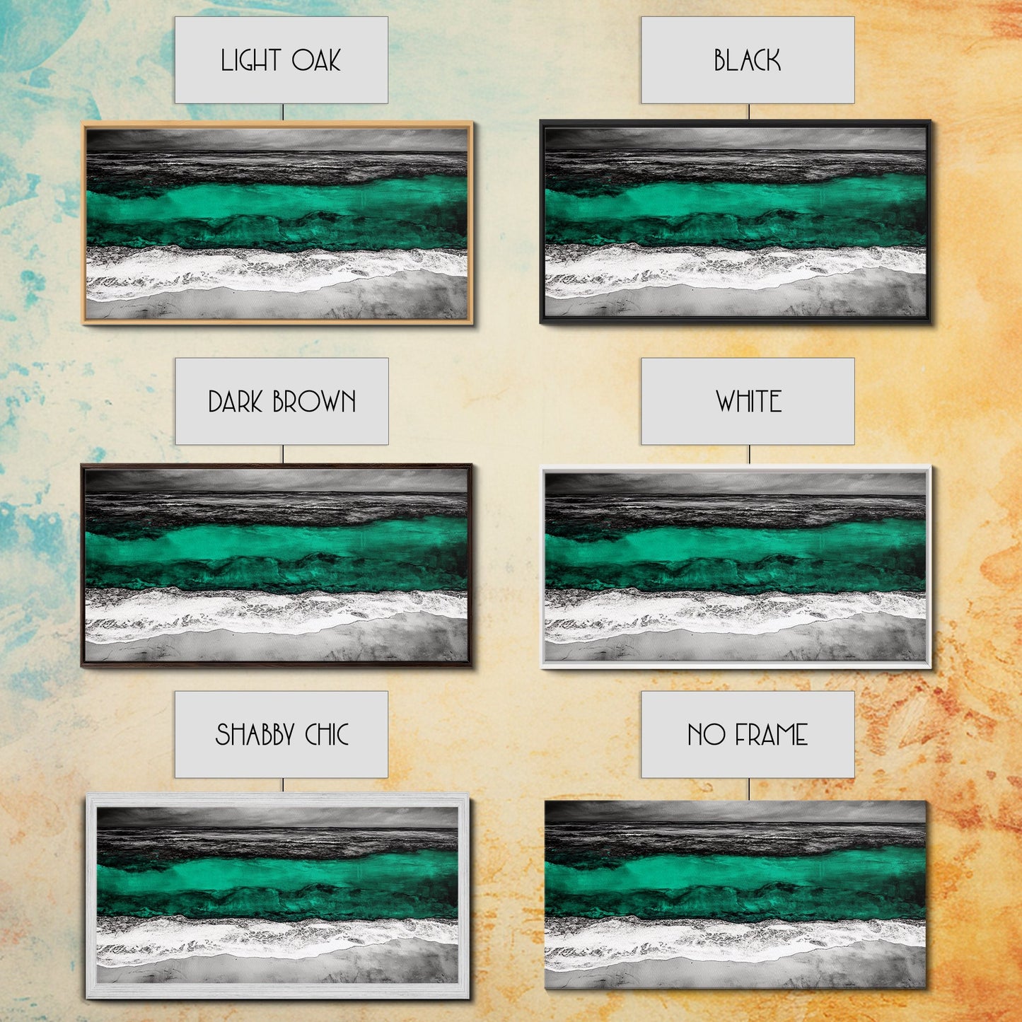 Abstract Ocean, Beach Wall Art, Coastal Decor, Seascape Painting, Modern Home Art, Nautical Decor, Framed Canvas Print, Large Wall Art