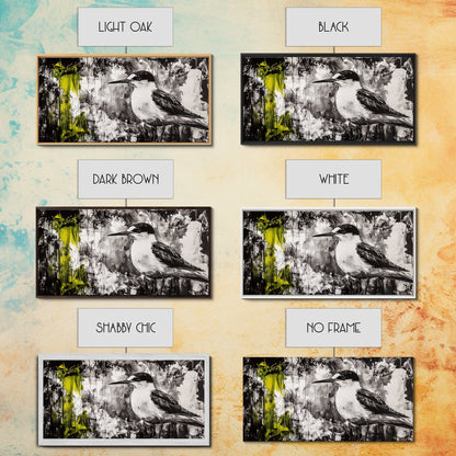 Black and White Bird, Modern Abstract, Minimalist Art, Canvas Print, Nature Wall Art, Office Wall Art, Boho Aesthetic Decor