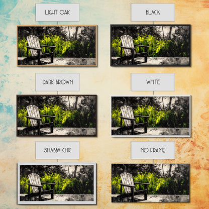 Adirondack Chair, Rustic Decor, Outdoor Art, Nature Print, Cabin Wall Art, Country Home Decor, Farmhouse Wall Art, Framed Canvas Print