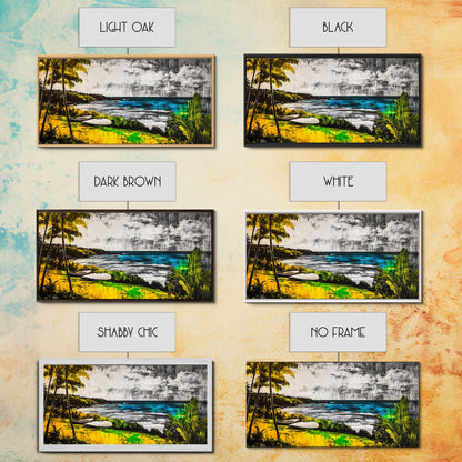 Tropical Paradise, Ocean Landscape, Coastal Wall Art, Framed Canvas Print, Beach House Decor, Living Room Art, Modern Nautical Art