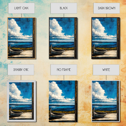 Seaside Serenity, Wooden Dock, Tranquil View, Framed Canvas Print, Ocean Wall Art, Coastal Living, Beach House Decor, Nautical Aesthetic