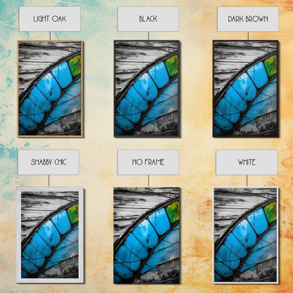 Butterfly Wing Close-up, Nature Photography, Framed Canvas Print, Rustic Wall Art, Minimalist Decor, Blue Abstract Art, Bedroom Wall Decor
