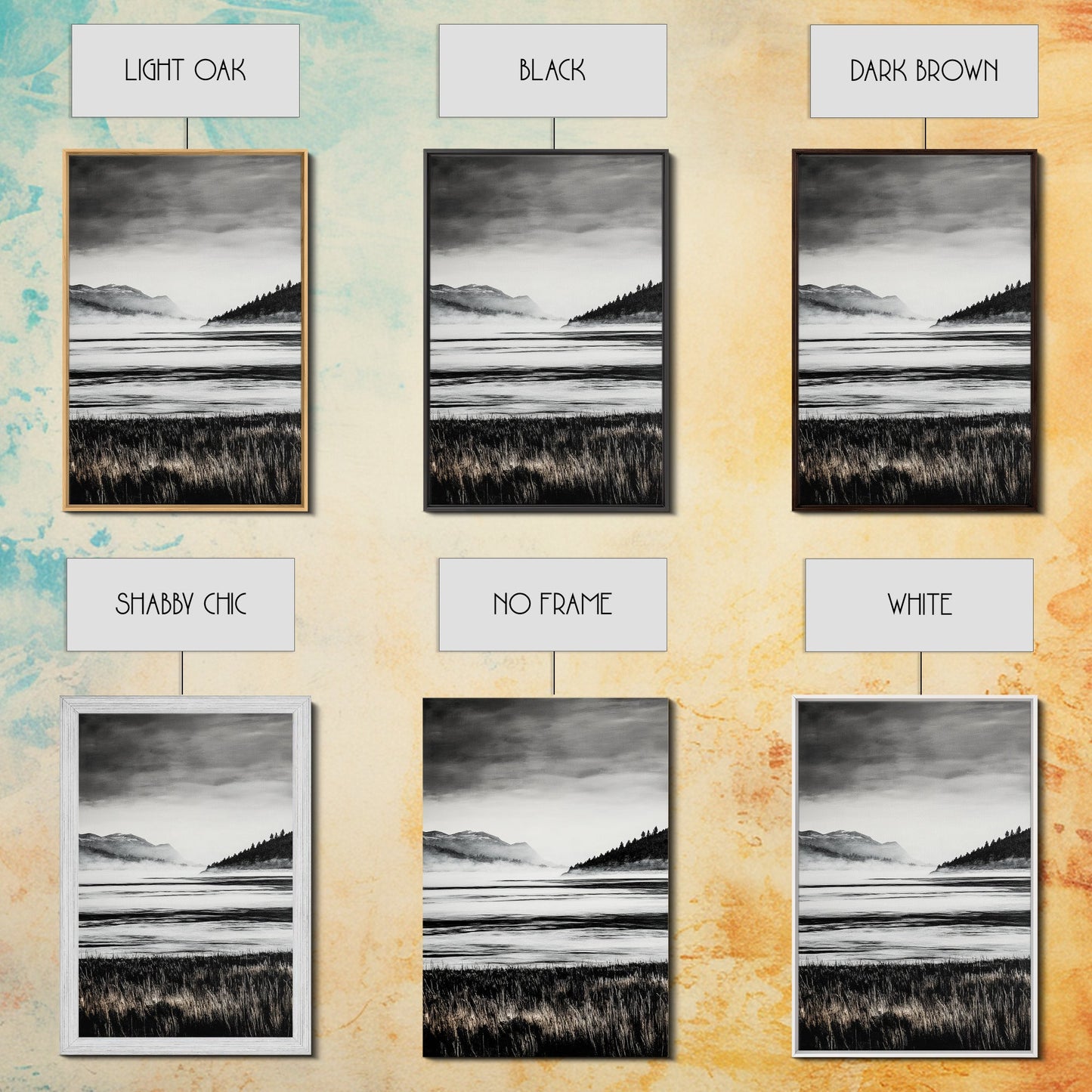 Serene Lake, Black and White Artwork, Misty Mountains, Nature Decor, Minimalist Landscape, Home Office Art, Canvas Print